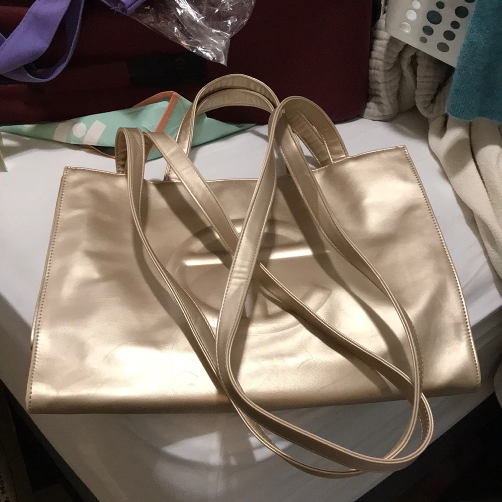 Telfar tote bag in metallic gold, excellent used condition
